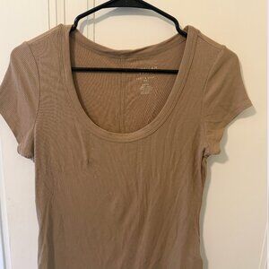American Eagle Soft & Sexy Rib Tee – Tan – Size Small